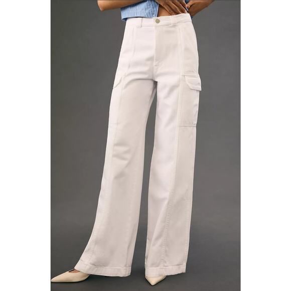 NWT Hudson High-Rise Wide-Leg White Cargo Pants - 32 waist - Picture 2 of 6